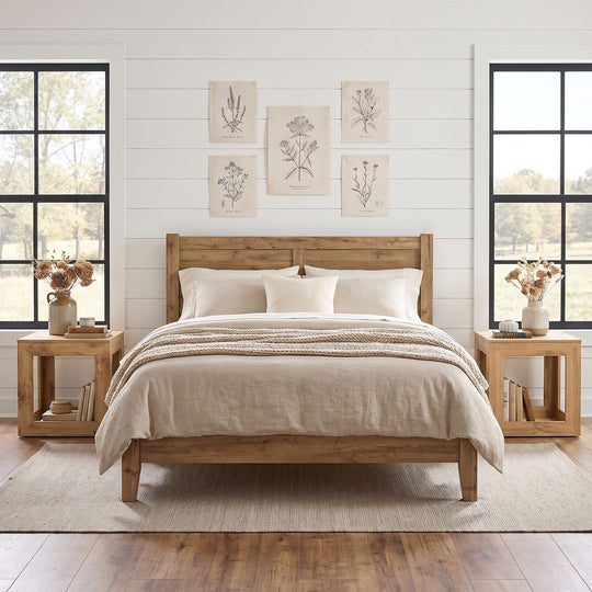 2-Tier Farmhouse End Table with Storage Shelf