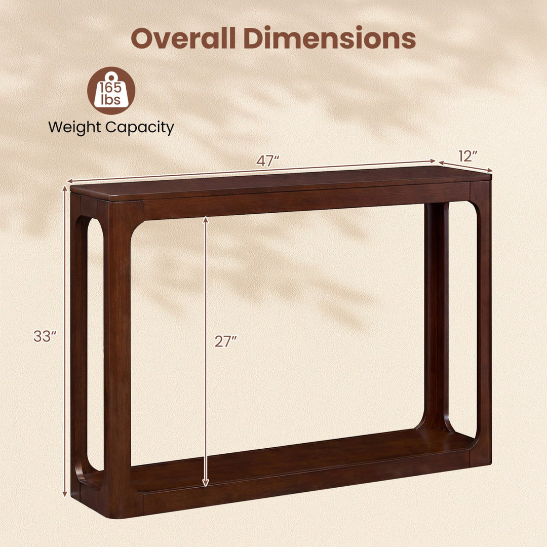2-Tier Mid Century Wood Console Table with Storage Shelf