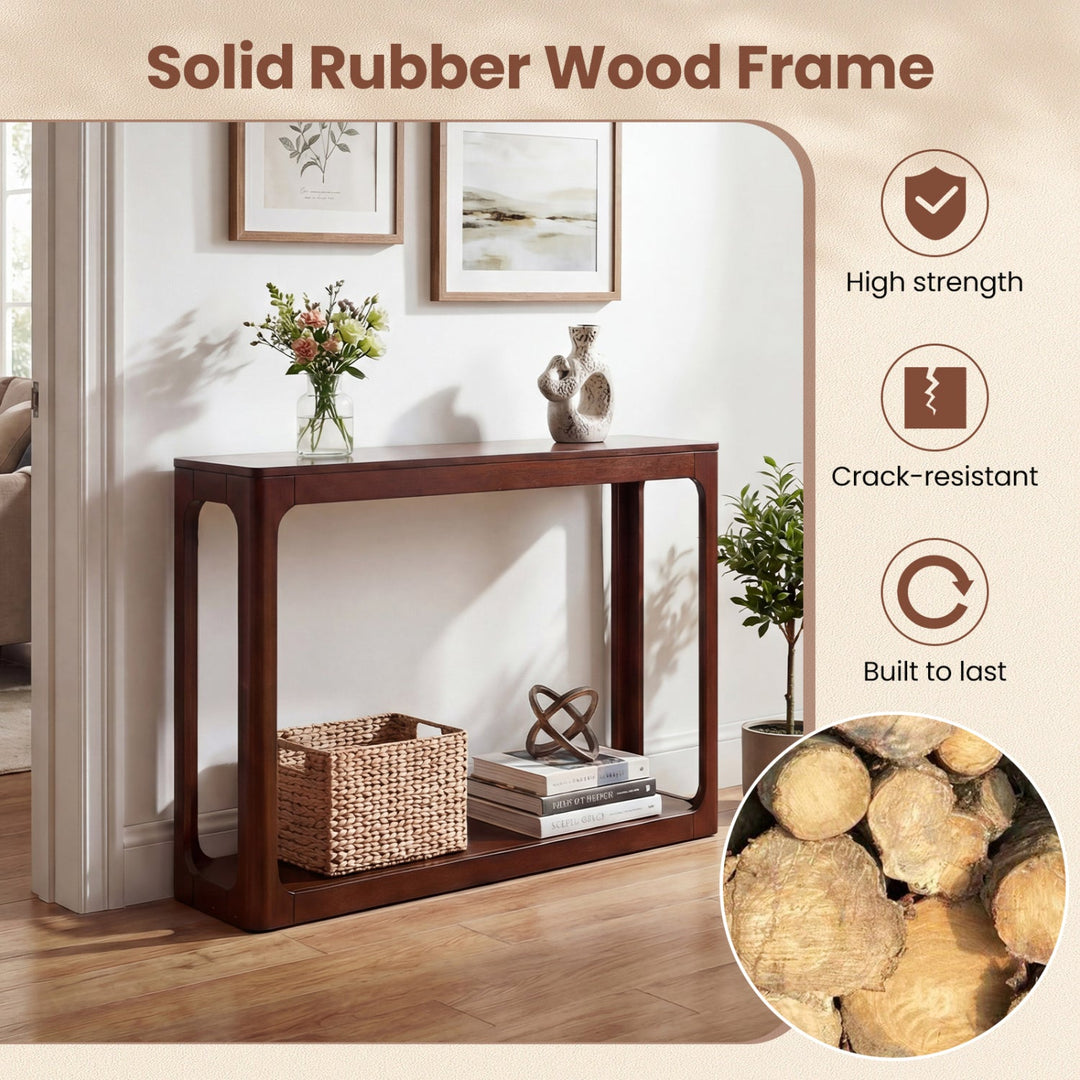 2-Tier Mid Century Wood Console Table with Storage Shelf