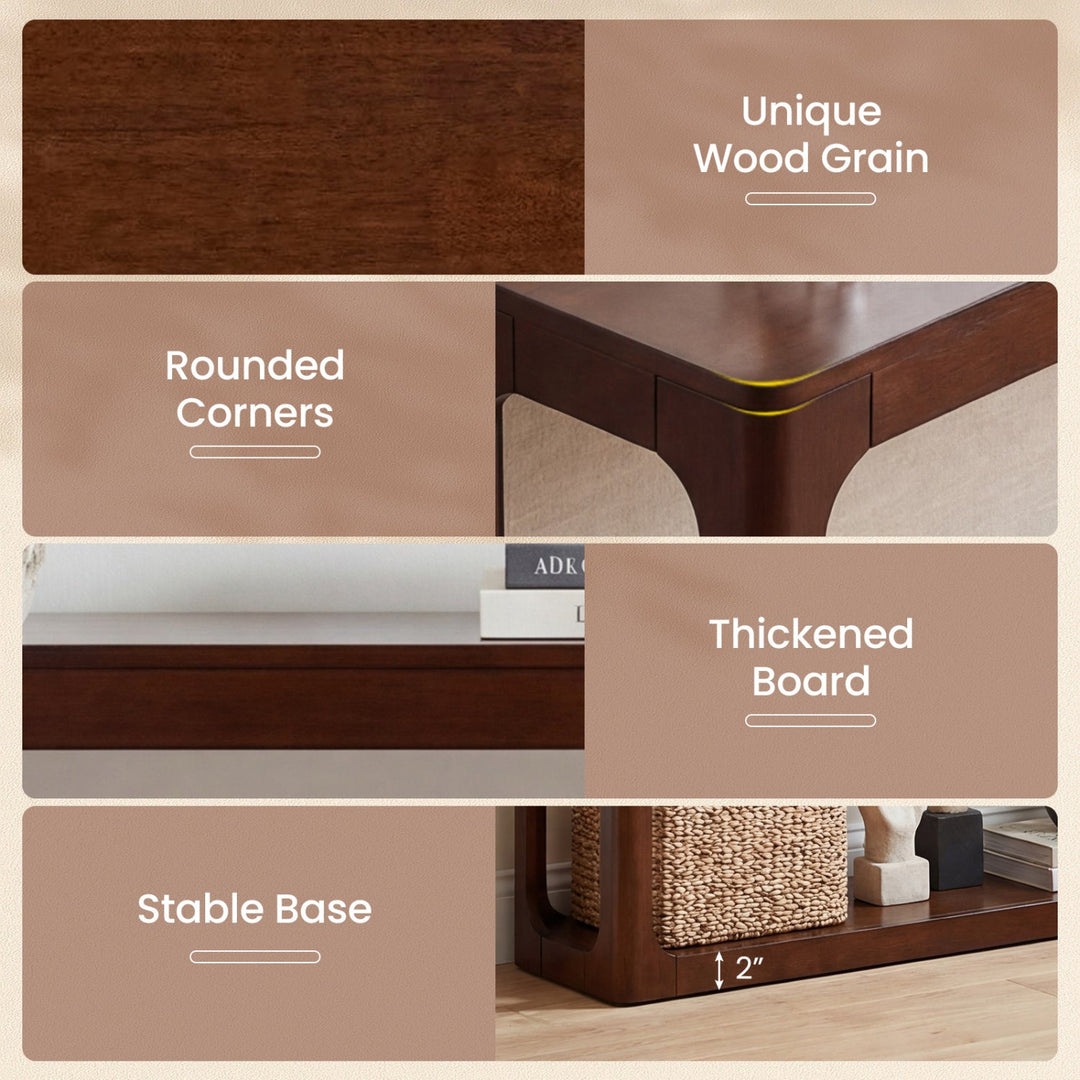 2-Tier Mid Century Wood Console Table with Storage Shelf
