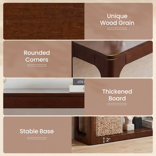2-Tier Mid Century Wood Console Table with Storage Shelf