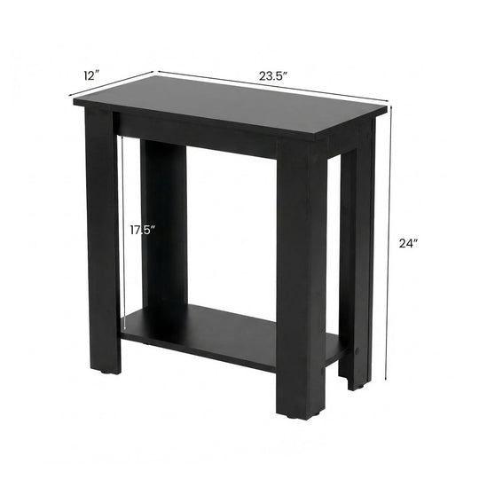2-Tier Compact End Table with Storage Shelf