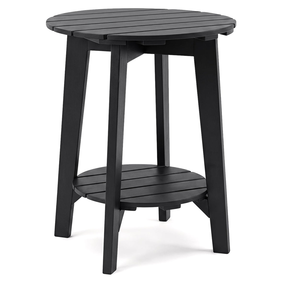 Eucalyptus Wood Outdoor Side Table with Storage Shelf