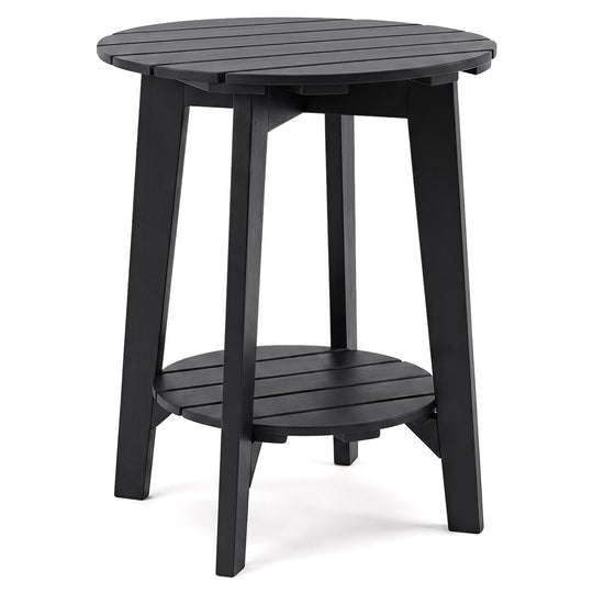 Eucalyptus Wood Outdoor Side Table with Storage Shelf