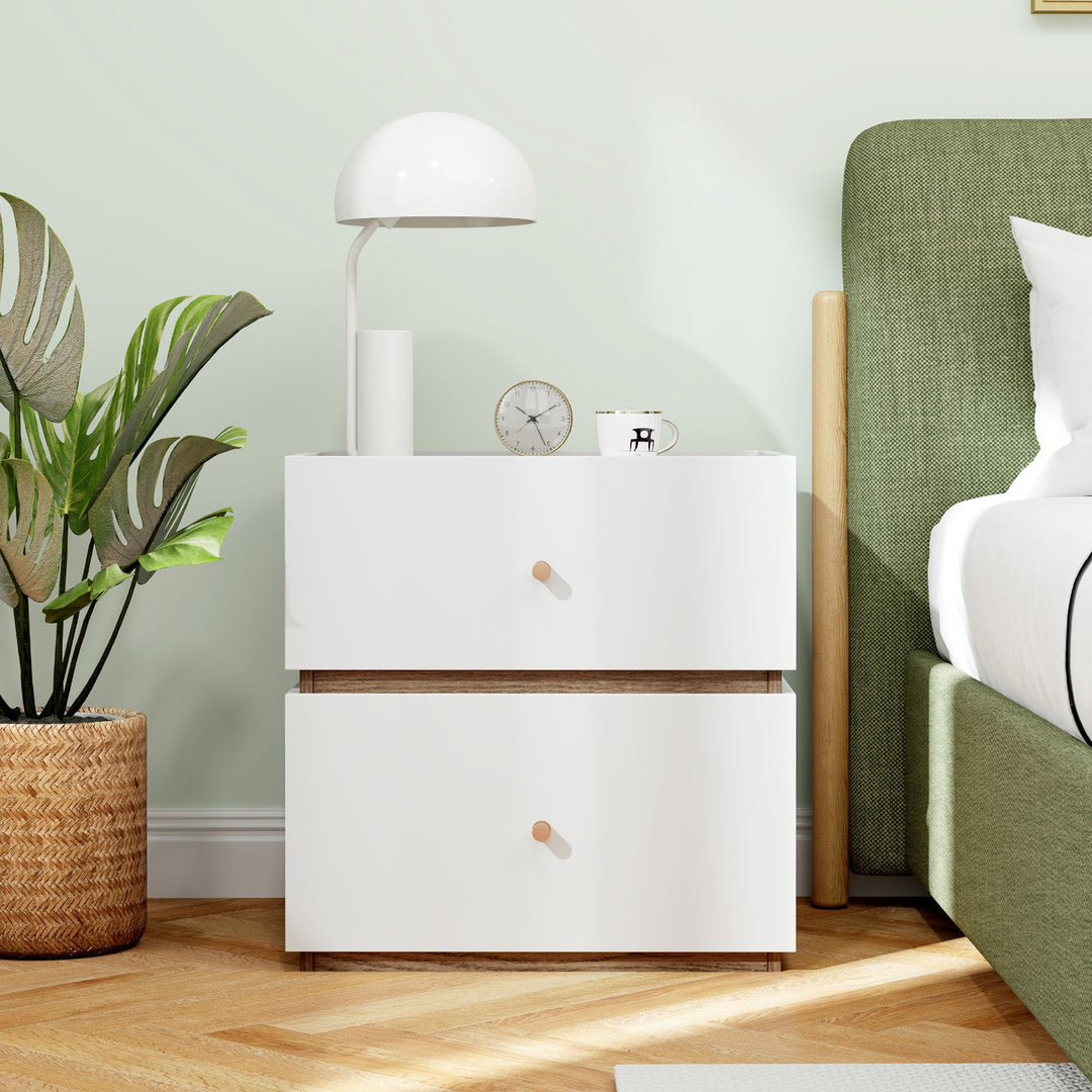 2-Drawer Modern Nightstand with Storage for Living Room Bedroom