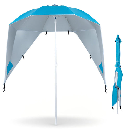 Beach Shelter Umbrella with Side Panels UPF 50+ 6.5 ft