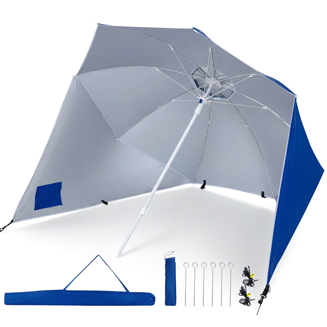 Beach Shelter Umbrella with Side Panels UPF 50+ 6.5 ft