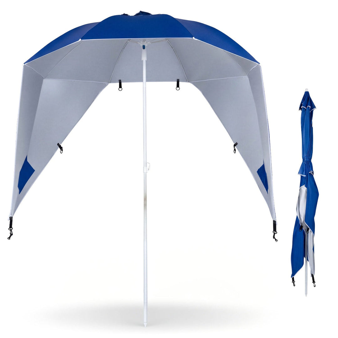 Beach Shelter Umbrella with Side Panels UPF 50+ 6.5 ft