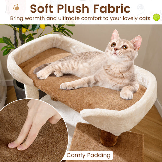 2-in-1 Cat Tree Tower Pet Steps with Sisal Scratching Posts and 4 Large Platforms-Brown