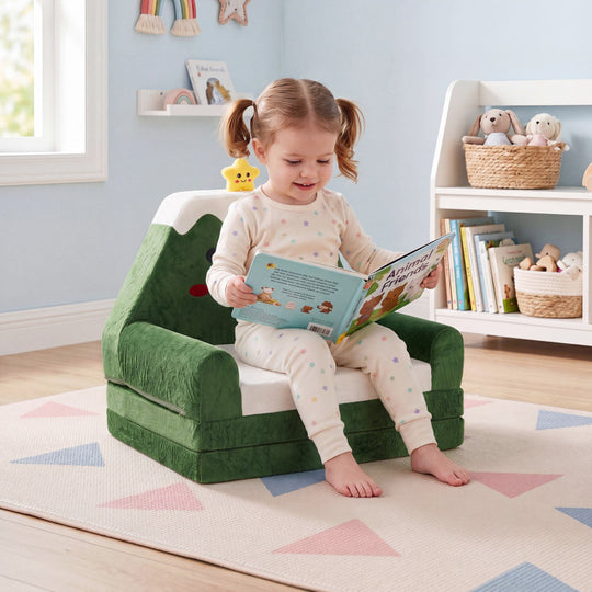 2-in-1 Convertible Kids Sofa to Lounger with Christmas Patterns