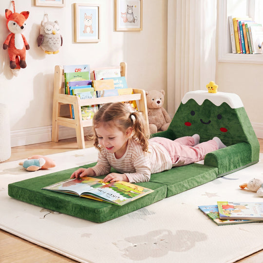 2-in-1 Convertible Kids Sofa to Lounger with Christmas Patterns