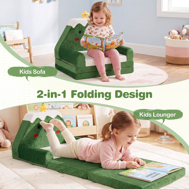 2-in-1 Convertible Kids Sofa to Lounger with Christmas Patterns