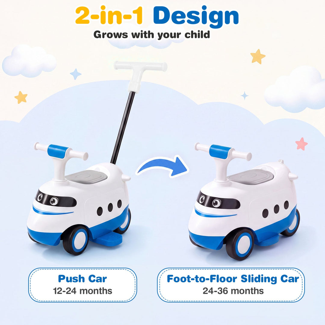 2-in-1 Ride On Push Car for Toddlers Ages 1-3 Years