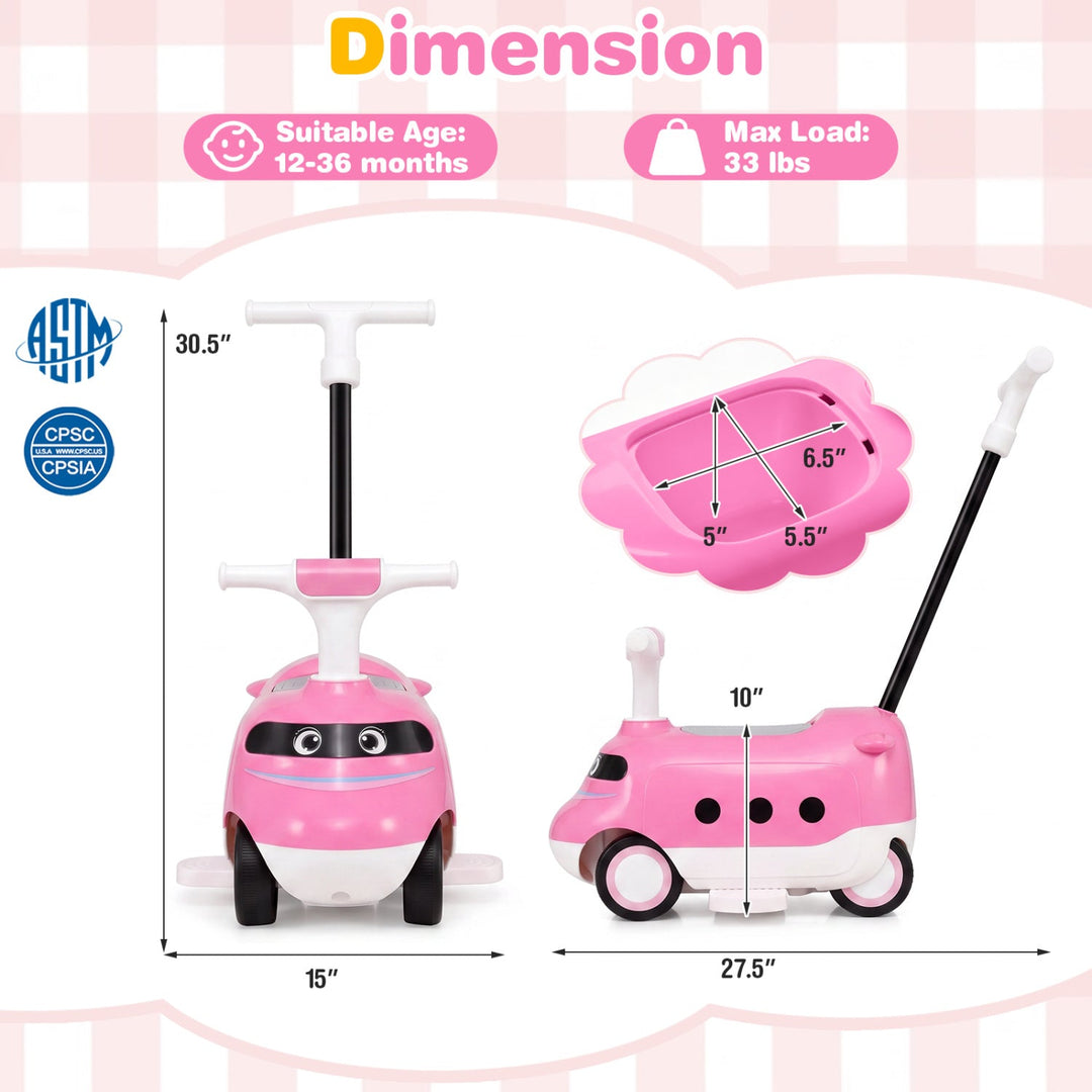 2-in-1 Ride On Push Car for Toddlers Ages 1-3 Years