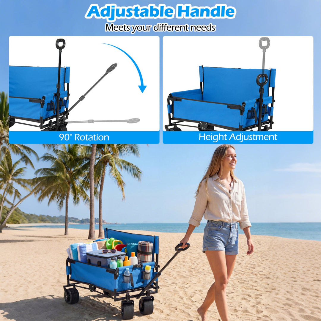 2-in-1 Collapsible Wagon Bench Seat with Adjustable Handle