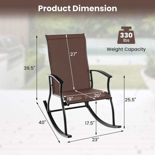 2 Pieces Outdoor Rocking Chairs with Breathable Backrest