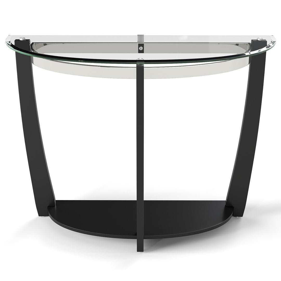 2-tier Tempered Glass Console Table with Clear Glass Top and Open Shelf