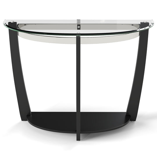 2-tier Tempered Glass Console Table with Clear Glass Top and Open Shelf