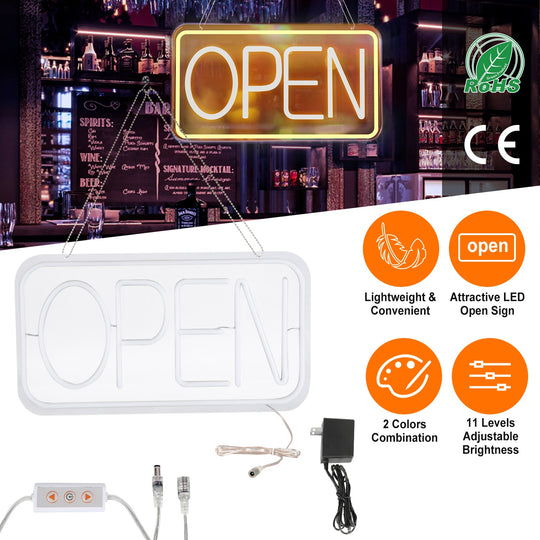 Open Led Background Signages LED Open Sign 16.5x9.1in Business Neon Open Sign Advertisement Board w ...