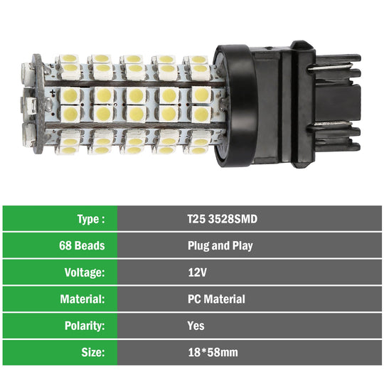10Pcs/Kit LED Car Light Bulbs 760lm T25 3528SMD 6000K Pure White Auto Lamps Replacement for Dome Map Door Trunk Signal License Plate