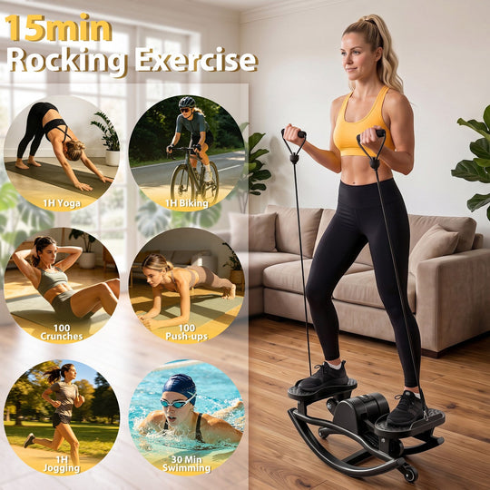 Compact Swing Stepper with Resistance Bands & LCD Monitor