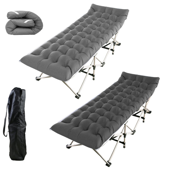 Folding Camping Cot Portable Sleeping Camping Bed Collapsible Travel Camp Cots Guest Bed Cot with 2-Sided Soft Pad 440LBS Max Load