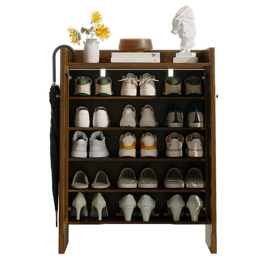 Rattan Shoe Cabinet with Doors, 6-Tier Storage Organizer