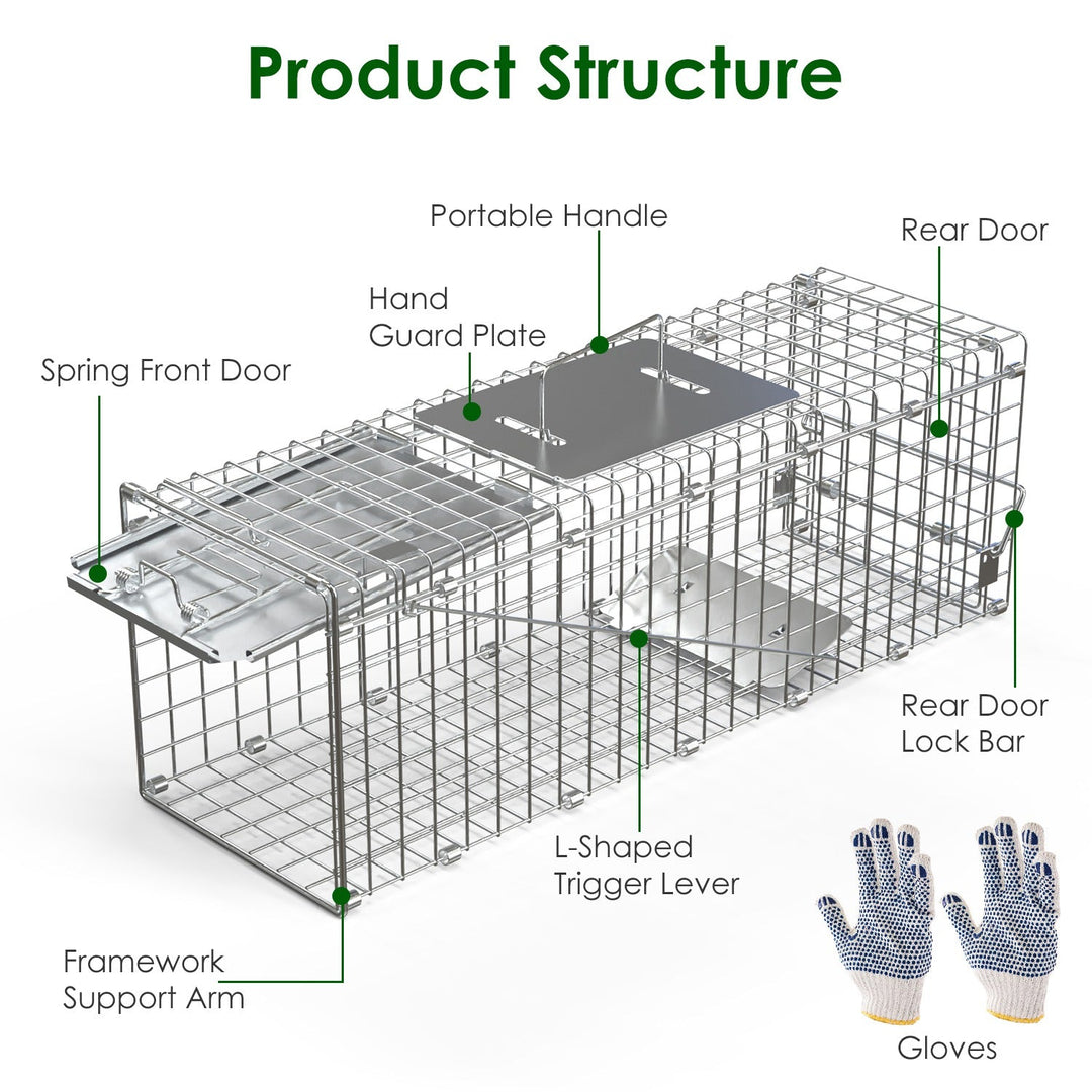 2PCS Folding Humane Animal Trap Cages for Cats, Rabbits & Squirrels