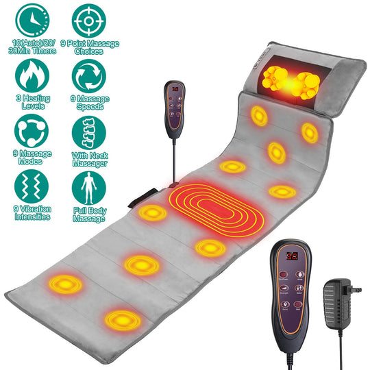 Full Body Massage Mat with Heat and Neck Pillow