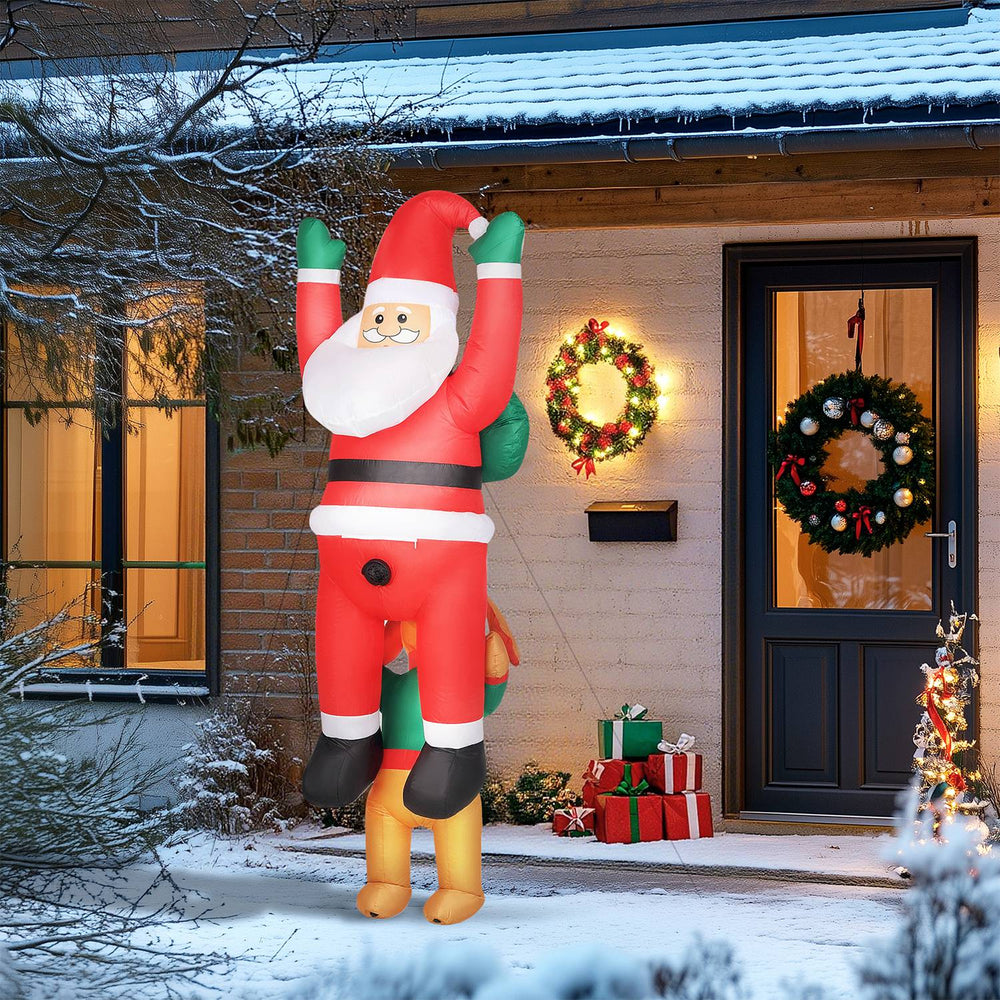 7FT Inflatable Hanging Santa with LED Lights and Built-In Fan