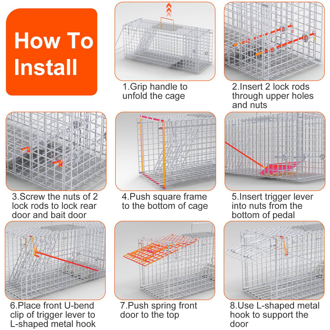 25.6" Humane Animal Trap Cage – Heavy-Duty Catch & Release