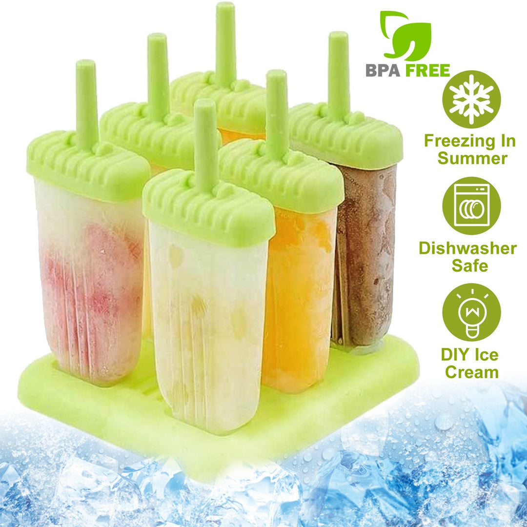 6Pcs Popsicle Molds Reusable Ice Cream DIY Ice Pop Maker Ice Bar Maker Plastic Popsicle Mold For Homemade Iced Snacks