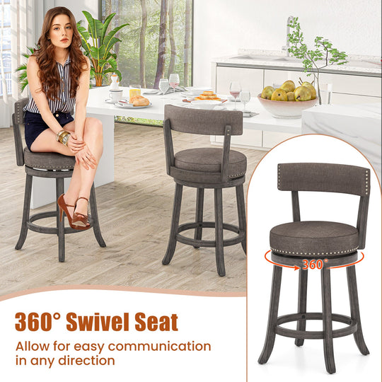 Counter Height Swivel Bar Stools Set of 2 - 24 & 29 Inch