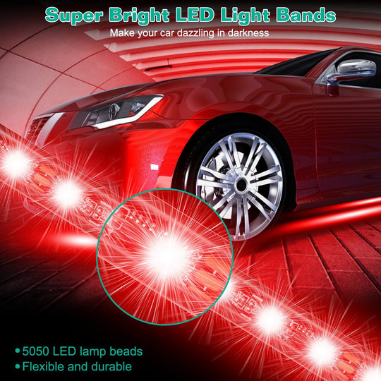 Waterproof RGB Underglow LED Strip Remote App Control Car Underbody Light Music Control Exterior Underbody Lights DC 12V