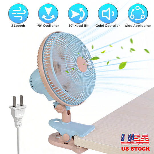 8.66" Clip-On Fan with 90° Oscillation & 2 Speeds