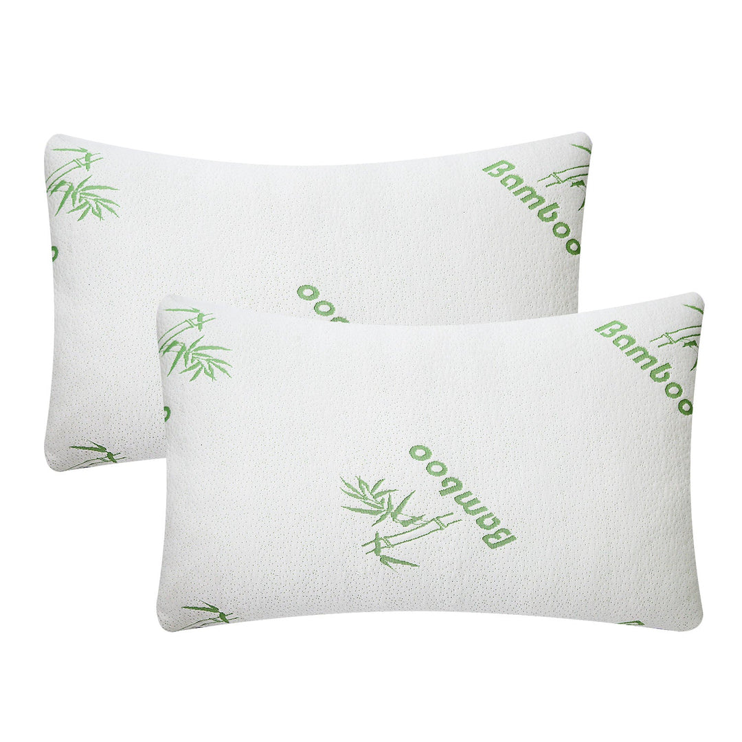 2Pcs Bamboo Memory Foam Pillow Hypoallergenic Bed Pillow For Head Neck Rest Sleeping Shredded Pillow Washable Cover Queen Size Pillow