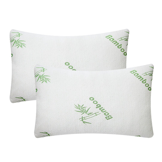 2Pcs Bamboo Memory Foam Pillow Hypoallergenic Bed Pillow For Head Neck Rest Sleeping Shredded Pillow Washable Cover Queen Size Pillow