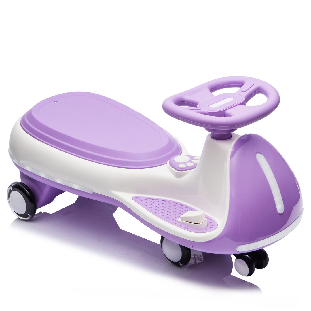 12V Kids Electric Wiggle Ride On Car, 2-in-1 Battery Powered Twist Car with Wireless Music, Controllable LED Lights & Fl
