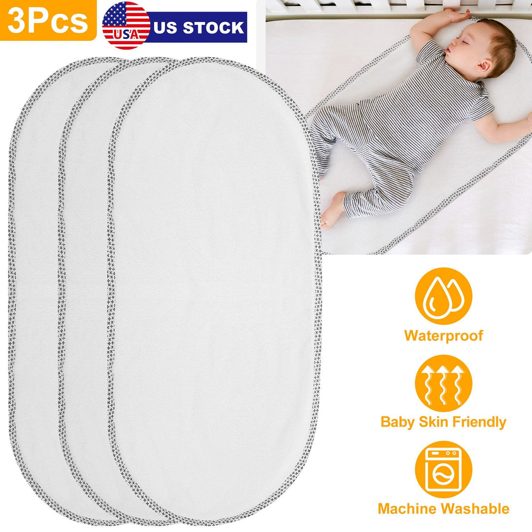 3Pcs Waterproof Changing Pad Liners Washable Reusable Changing Pad Cover Liners Cotton Surface Bassinet Changing Pad For Baby