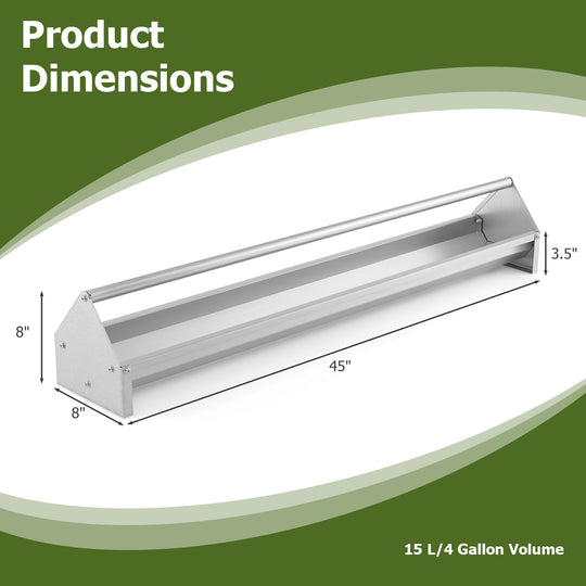 Metal Chicken Feeder Chicken Feeding Trough with Drainage Holes-Silver