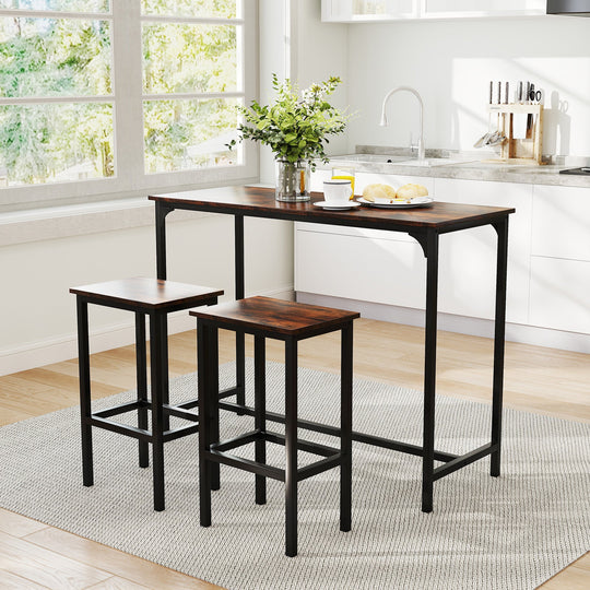 Industrial 3-Piece 47.5" Counter-Height Dining Table and 2 Bar Stools