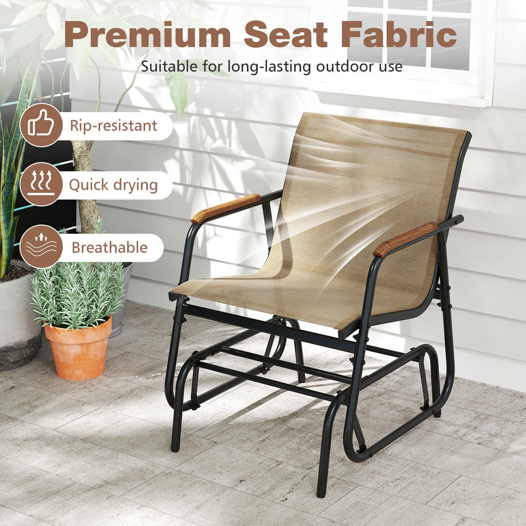 3-Piece Outdoor Glider Bistro Set with Tempered Glass Top and Metal Frame-Coffee