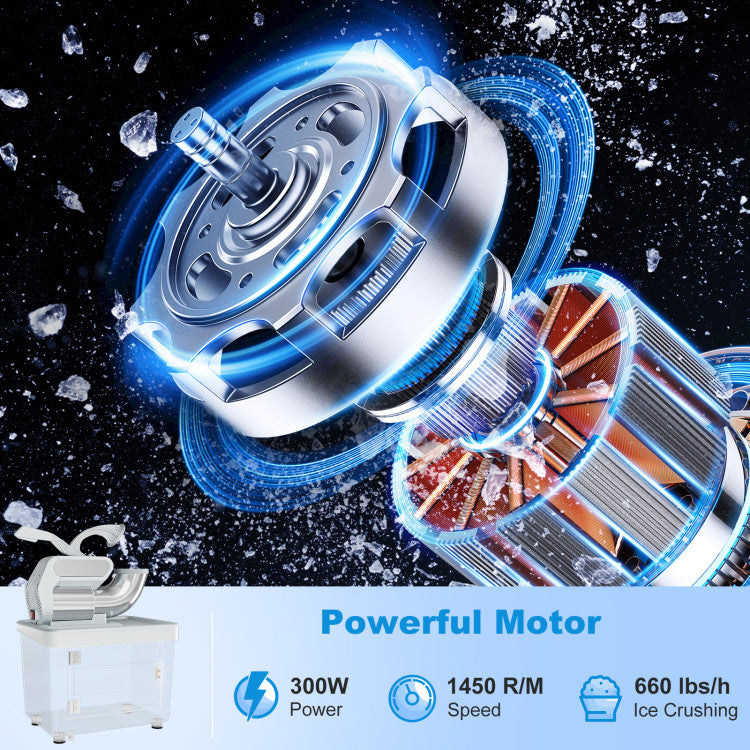 300W Commercial Ice Crusher with Dual Blades and Safety Switch