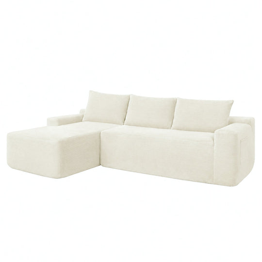 Cloud L-Shaped Corduroy Sectional Sofa with Chaise Lounge