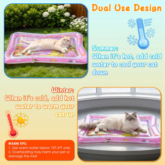 Cat Water Mat with Floating Fish & LED Lights