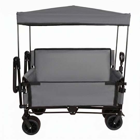 Folding Wagon Cart with Bench Seat & Canopy, 500lbs Capacity