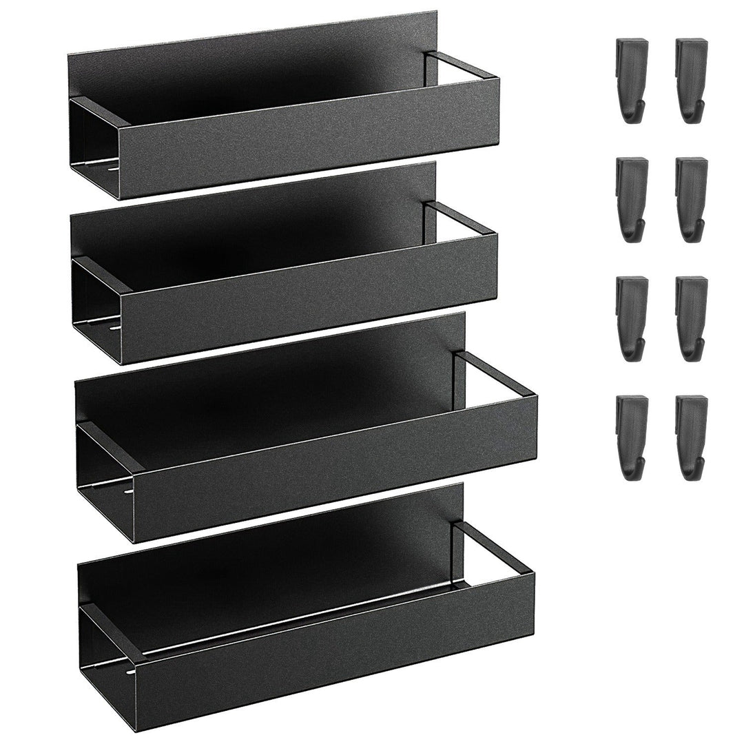 4Pcs Spice Rack Strong Magnetic Seasoning Storage Shelf with 8 Removable Hooks