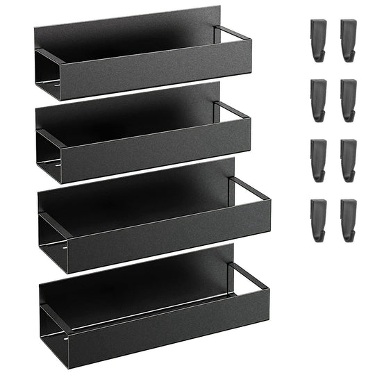 4Pcs Spice Rack Strong Magnetic Seasoning Storage Shelf with 8 Removable Hooks
