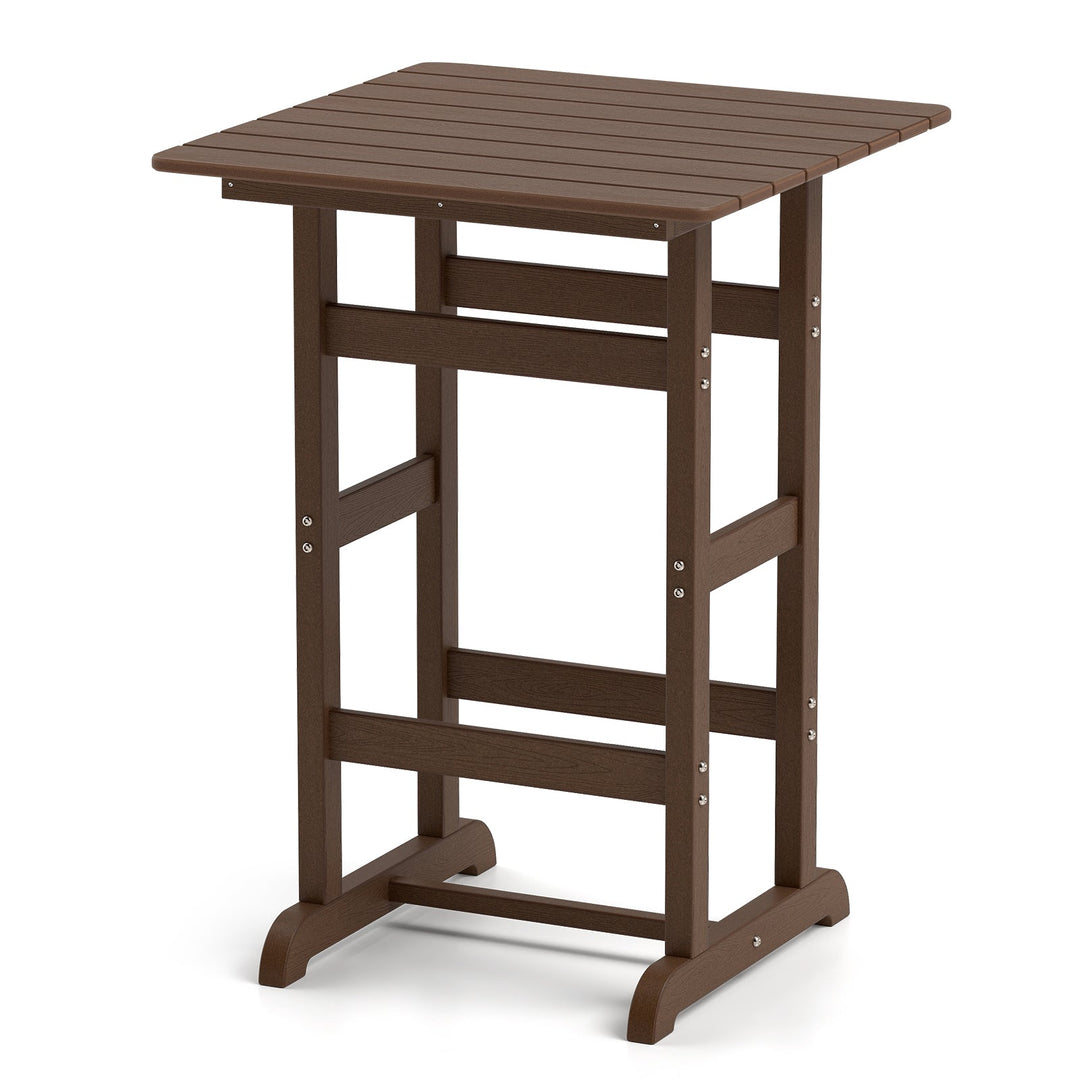 30 Inch Square Bar Table Dining Table with Slatted Tabletop for Poolside