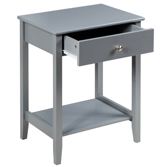 Wooden Nightstand End Table Storage Display